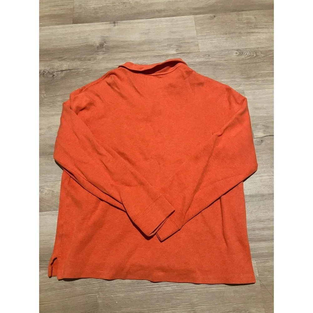 Polo Ralph Lauren Mens Orange 100% Cotton Quarter Zip Pullover Sweater Size L